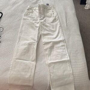 Zara Women's Cream Straight Leg Jeans